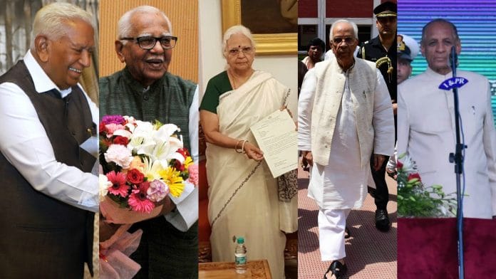 (From L-R) Vajubhai Vala, Ram Naik, Mridula Sinha, Om Prakash Kohli, and ESL Narasimhan | ANI Photos | ThePrint
