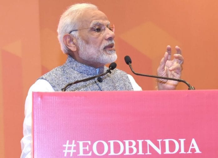 Modi addressing from podium