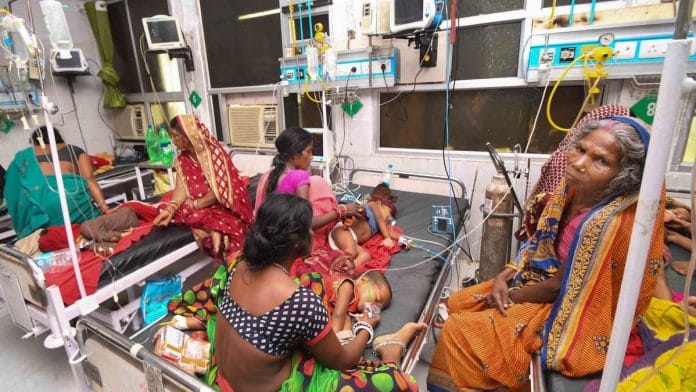 Children showing symptoms of Acute Encephalitis Syndrome (AES) undergoing treatment at Sri Krishna Medical College and Hospital (SKMCH), in Muzaffarpur