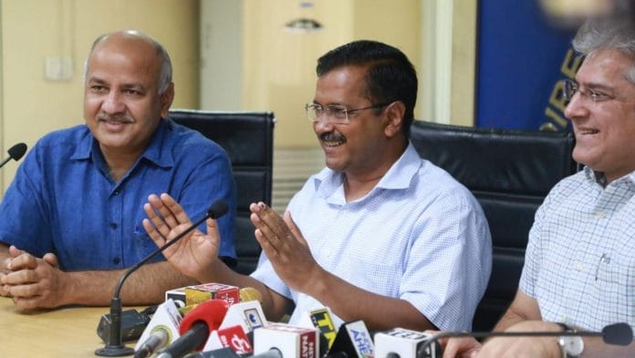 Delhi CM Arvind Kejriwal (centre) | Photo: Manisha Mondal | ThePrint