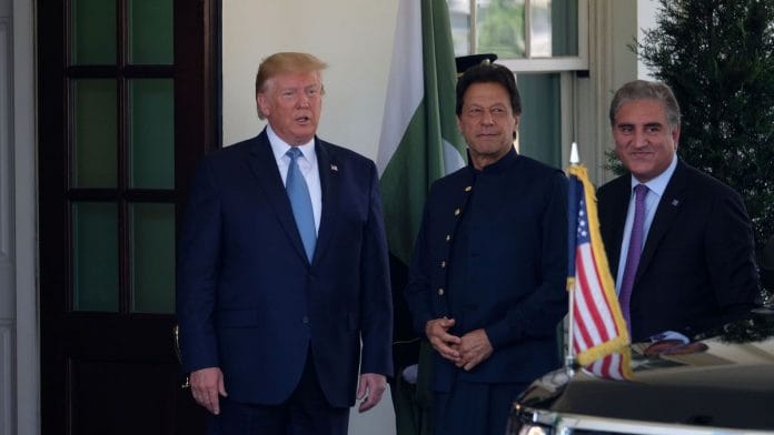 U.S. President Donald Trump greets Pakistani Prime Minister Imran Khan outside the White House. | Photographer: Alex Wroblewski | Bloomberg