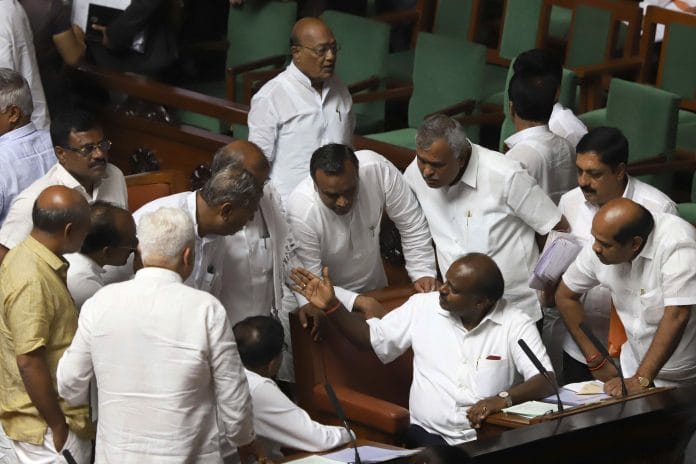 H. D. Kumaraswamy interacting with ministers and MLAs in Vidhan Soudha | ANI