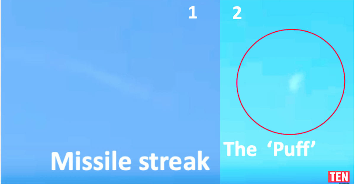 A missile streak and a subsequent puff is visible in begining of the Charohi video