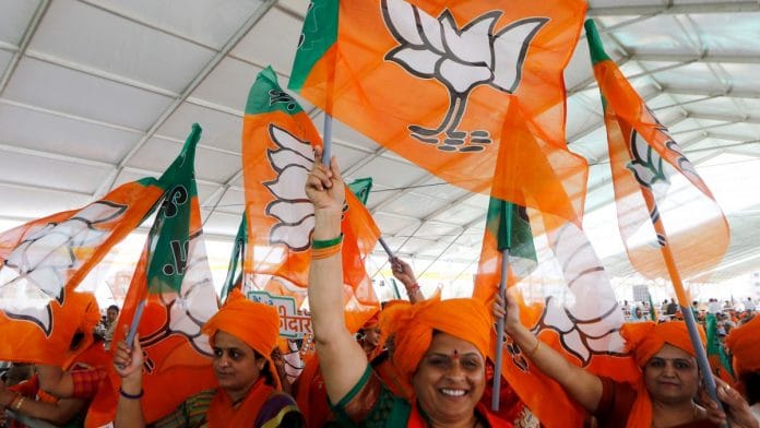 BJP supporters a public meeting in Himatnagar in Gujarat. | ANI Photo