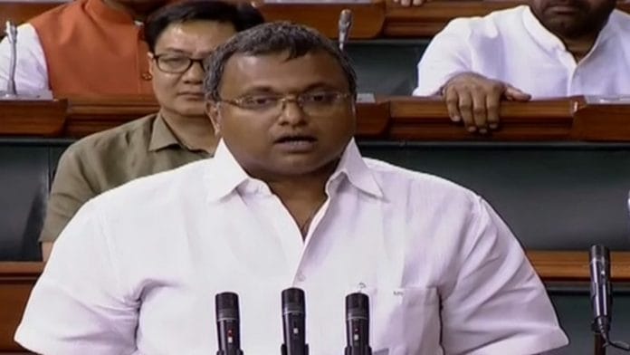 File image of Karti P. Chidambaram in the Parliament