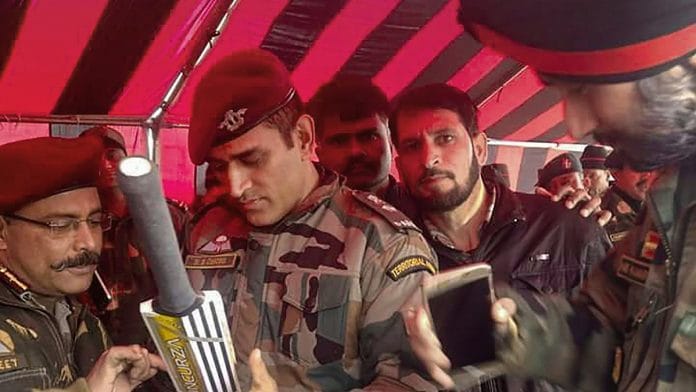 M.S. Dhoni in Srinagar