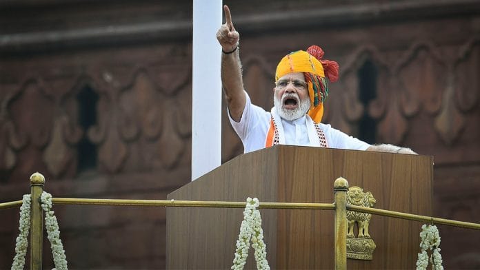Prime Minister Narendra Modi delivering his Independence Day speech, in New Delhi on 15 August, 2019 | Arun Sharma | PTI