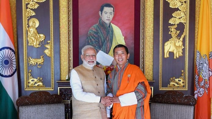 PM Narendra Modi and Bhutan PM Lotay Tshering at a meeting in Thiphu, Bhutan.