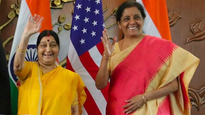 Sushma Swaraj and Nirmala Sitharaman at the U.S.-India 2+2 Dialogue in New Delhi | U.S. Department of State