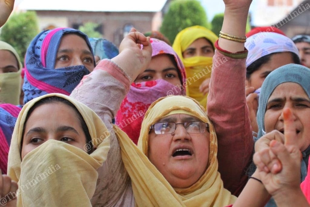 Women protest in Soura, Downtown Srinagar in Jammu and Kashmir on 11th August, 2019 | Photo: Praveen Jain