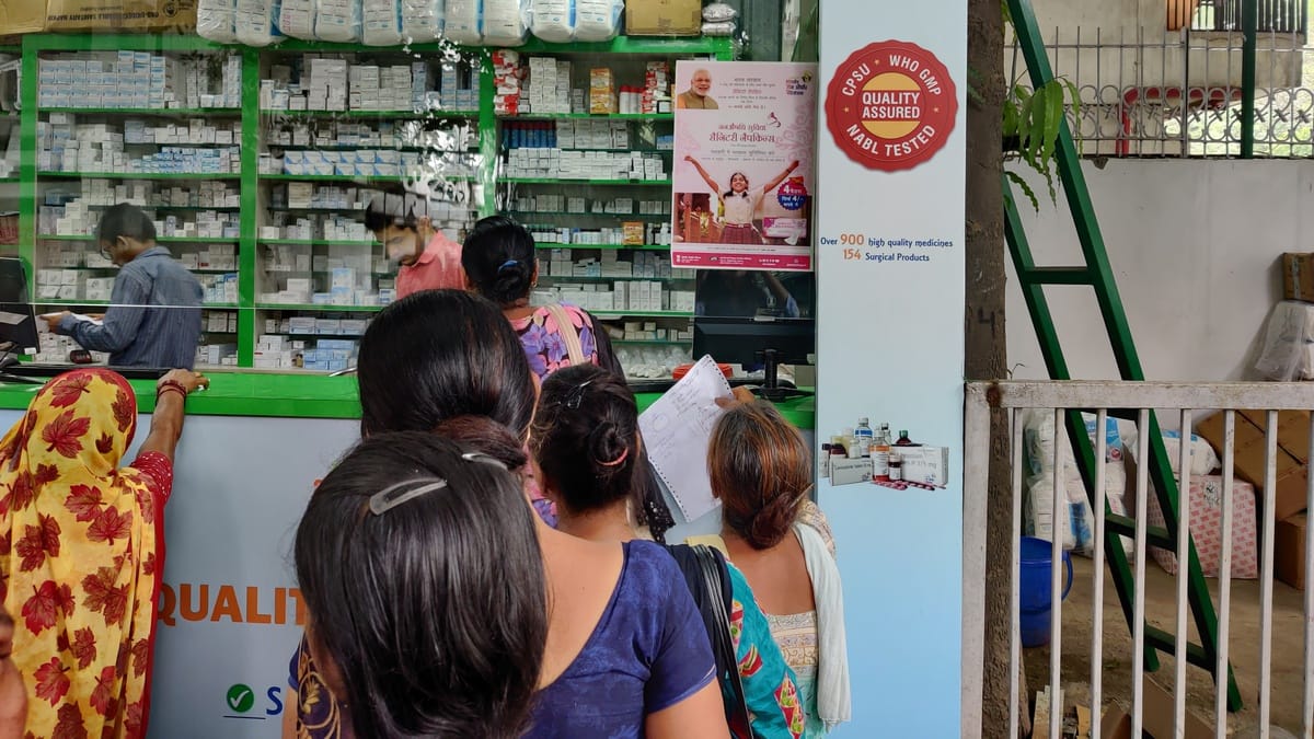 Women queue up to buy Suvidha sanitary napkins at a Janaushadhi Kendra in New Delhi | Photo: Nandita Singh | ThePrint