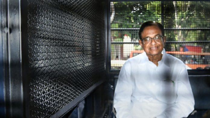 P Chidambaram being taken to Tihar jail on 19 September |