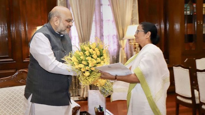 Mamata Banerjee meets Amit Shah at his office, at North Block in New Delhi