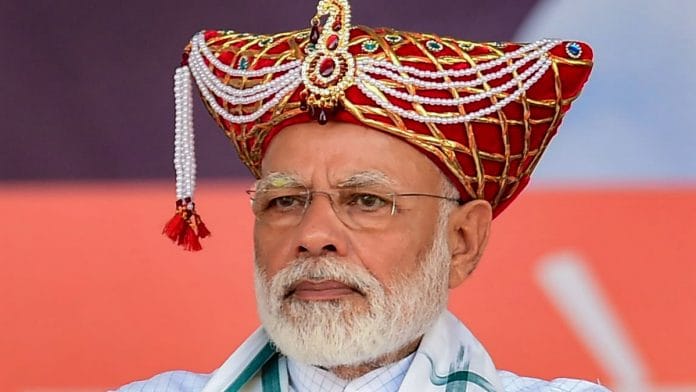 Prime Minister Narendra Modi during the 'Vijay Sankalp Rally' in Nashik