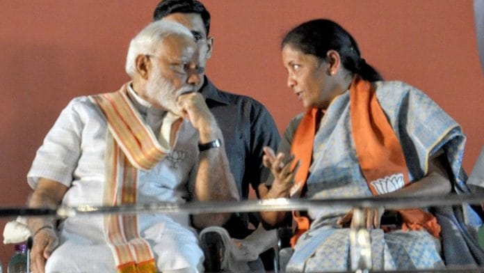 PM Narendra Modi with Finance Minister Nirmala Sitharaman | File photo: ANI