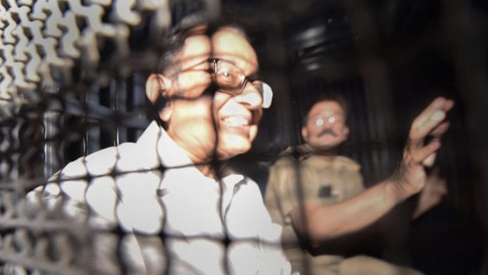 P Chidambaram being taken to Tihar jail