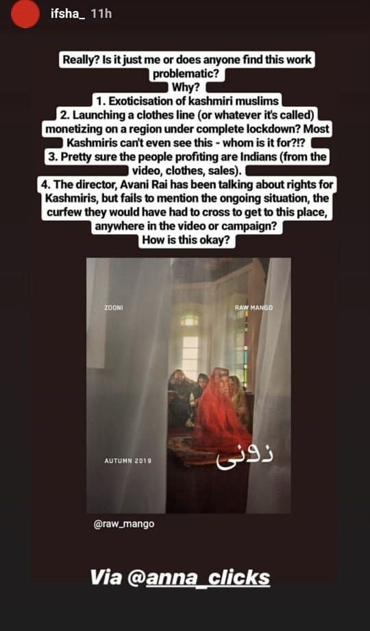 Screenshots of the story posted by Raw Mango on Instagram