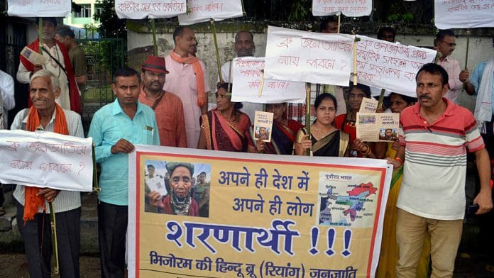Bru or Reang people protesting in Guwahati