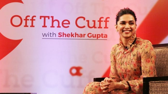 Actor Deepika Padukone at ThePrint's Off the Cuff | ThePrint