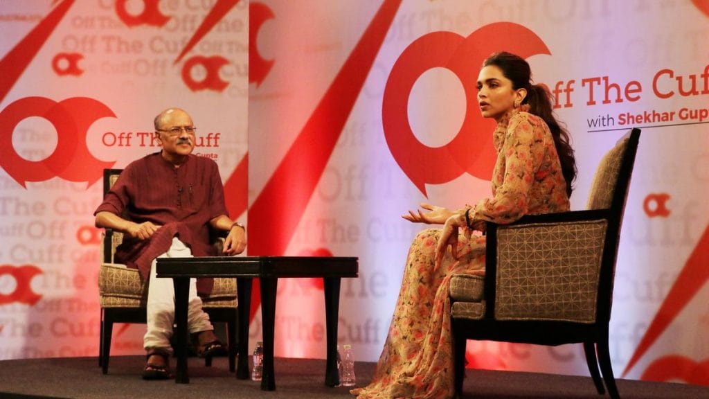 Actor Deepika Padukone and ThePrint's Editor-in-chief Shekhar Gupta