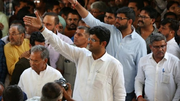 Jannayak Janta Party (JJP) leader Dushyant Chautala in New Delhi