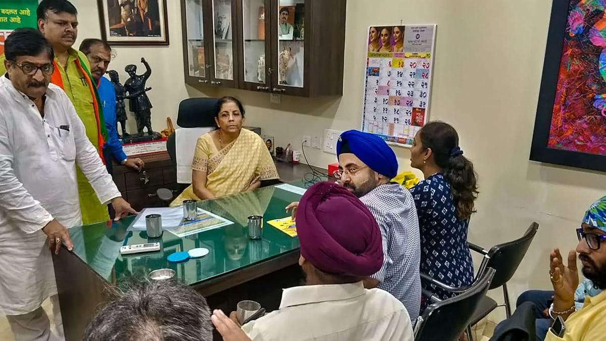 Finance Minister Nirmala Sitharaman meets the customers of Punjab & Maharashtra Co-operative (PMC) Bank in Mumbai. | PTI