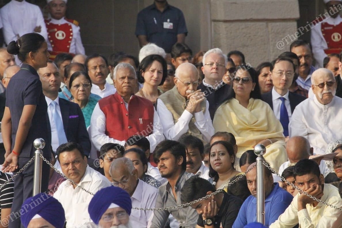 BJP veteran L K Advani, Union ministers Piyush Goyal and Hardeep Singh Puri, and BJP working president J P Nadda were among those who paid floral tributes to the father of the nation | Praveen Jain | ThePrint