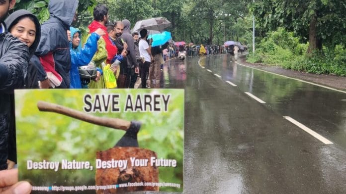 A protest to save Aarey prior to the Bombay High Courts order that allowed for the felling of trees