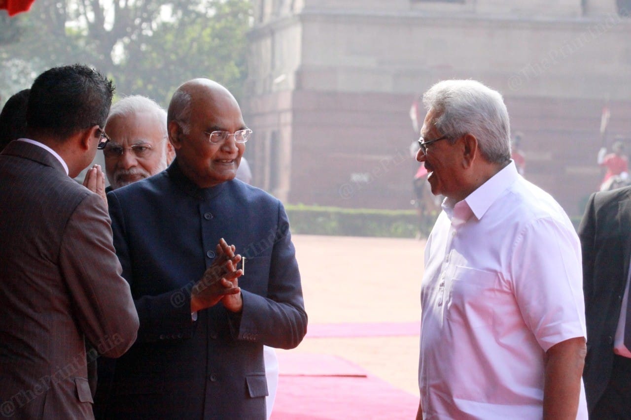 President Ram Nath Kovind (left) with Sri Lankan President Gotabaya Rajapaksa (right) at Rashtrapati Bhavan | Photo: Praveen Jain | ThePrint