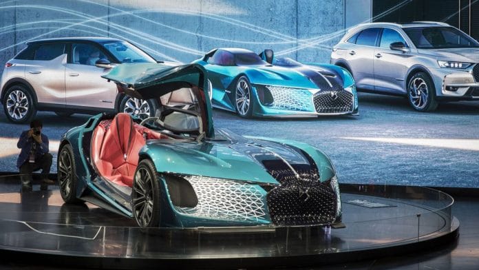 A DS X E-Tense concept vehicle sits on display at the Shanghai Auto Show in Shanghai, China | Photographer: Qilai Shen | Bloomberg