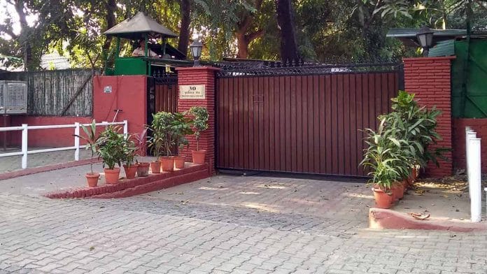 L K Advani's house on Prithiviraj Road after the Ayodhya verdict was announced | Photo: Unnati Sharma | ThePrint