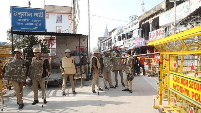 There is a heavy police and paramilitary presence in Ayodhya Saturday