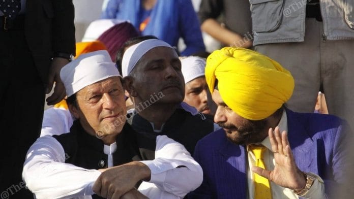 Pakistan Prime Minister Imran Khan with friend and former Punjab Minister Navjyot Singh Sidhu | Photo: Praveen Jain | ThePrint