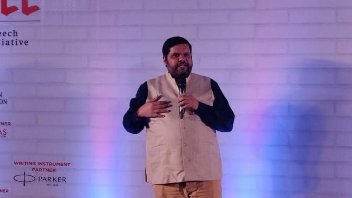 Congress spokesperson Gourav Vallabh at ThePrint's Democracy Wall initiative | Photo: Manisha Mondal | ThePrint