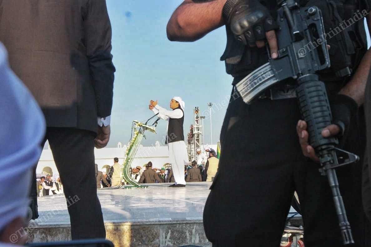 Pakistan Prime Minister Imran Khan addressing the crowd at the Kartarpur Corridor inauguration amidst heavy security | Photo: Praveen Jain | ThePrint 