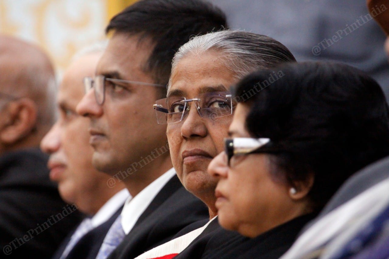 Justice Dhananjaya Y. Chandrachud (L), R. Banumathi (C), Indu Malhotra (R) at the ceremony in Supreme Court lawns to bid farewell to Justice Gogoi | Photo: Praveen Jain | ThePrint