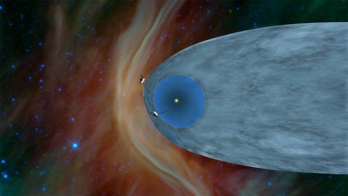 An artist's concept shows the general locations of NASA's two Voyager spacecraft | Credit: NASA/JPL-Caltech