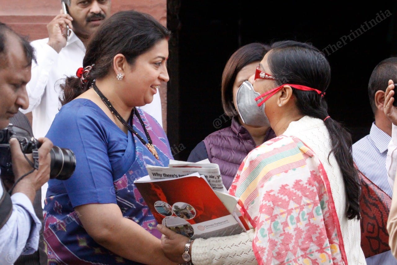 Smriti Irani greeted TMC MP Kakoli Ghosh, who was wearing mask to the Parliament