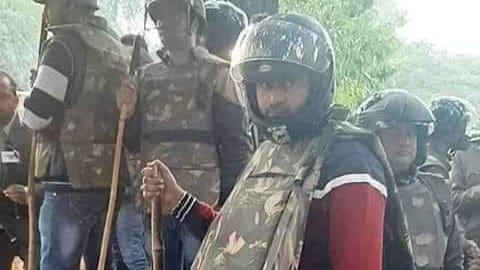 The Anti-Auto Theft Squad (AATS) constable who was standing alongside Delhi policemen during Jamia protests