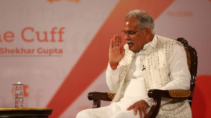Chhattisgarh CM Bhupesh Baghel at ThePrint's Off The Cuff in New Delhi on 7 December | Photo: Suraj Singh Bisht