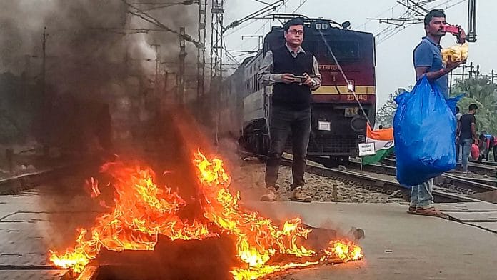 Fire at Uluberia Station in Howrah district last Friday | Photo: PTI