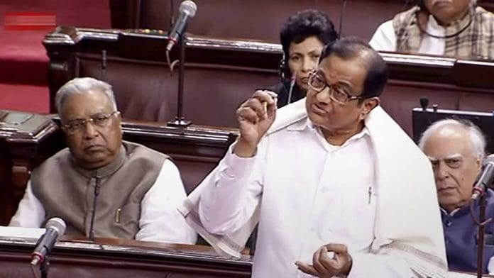 P Chidambaram speaks in the Rajya Sabha on 11 December | RSTV/PTI Photo