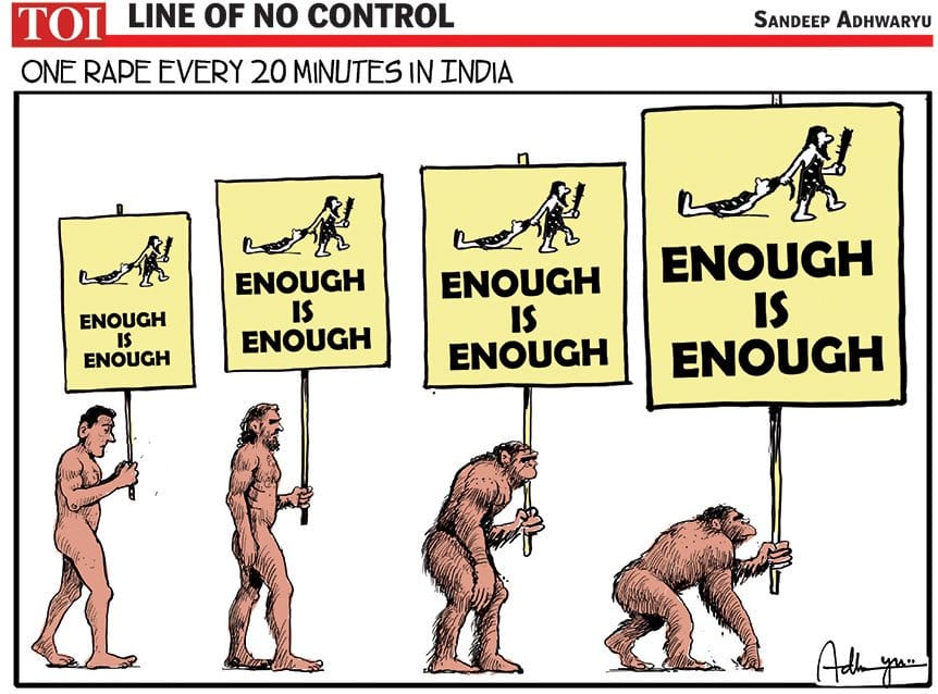 rapes in India cartoon by Sandeep Ahdwaryu