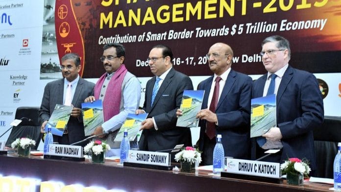 BJP national General Secretary Ram Madhav, who is also a member of the board of governors at India Foundation, releases a report by the organisation. | Twitter: @indfoundation