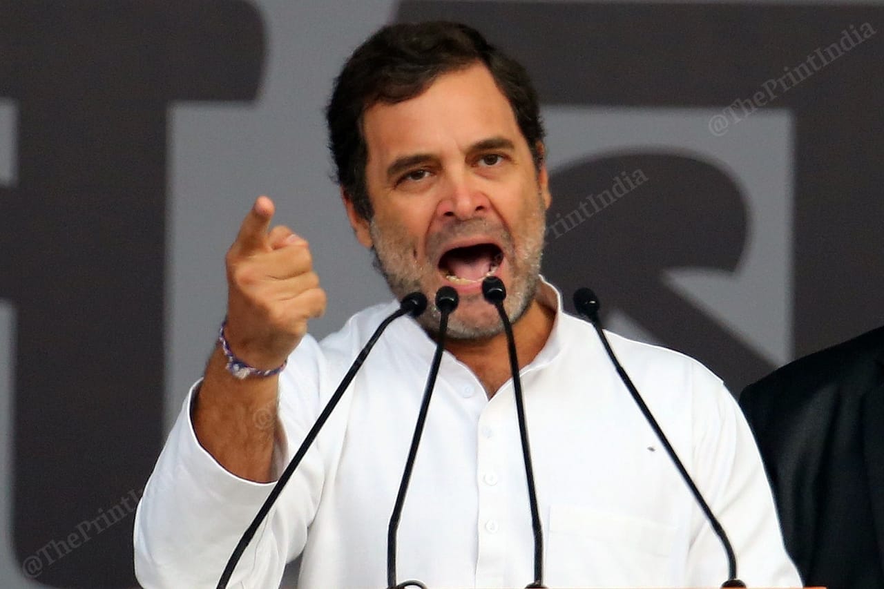 MP Rahul Gandhi at the rally | Photo: Suraj Singh Bisht | ThePrint