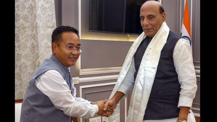 Rajnath Singh and Sikkim CM Prem Singh Tamang