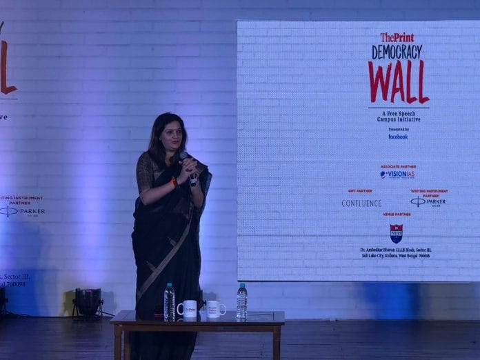 Shiv Sena leader Priyanka Chaturvedi at ThePrint's Democracy wall in Kolkata | ThePrint