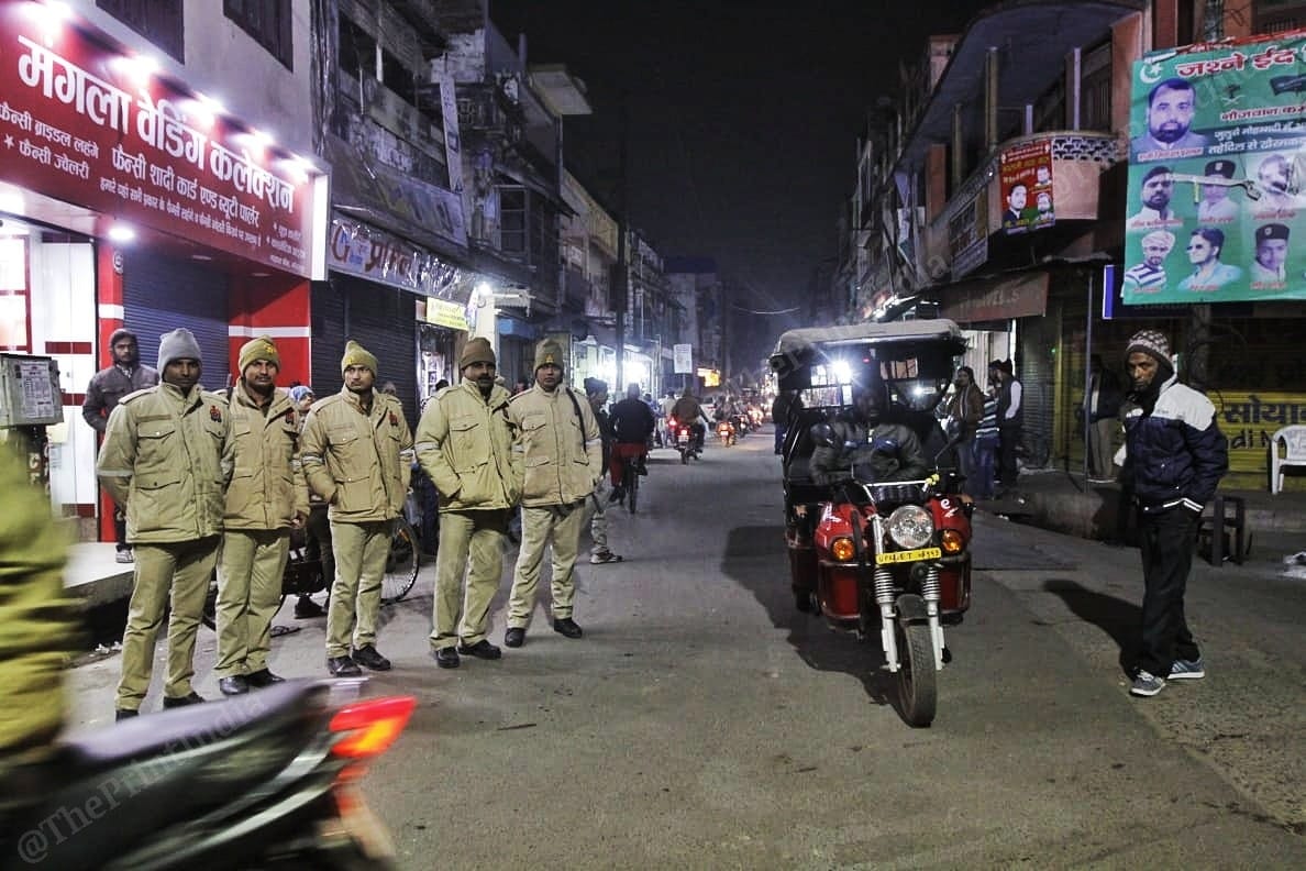 Police deployment at a chowk in Gorakhour