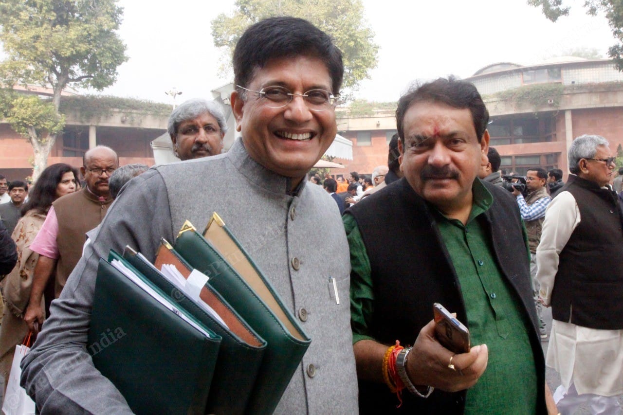 Railway Minister Piyus Goyal with MP S. P. Singh Baghel