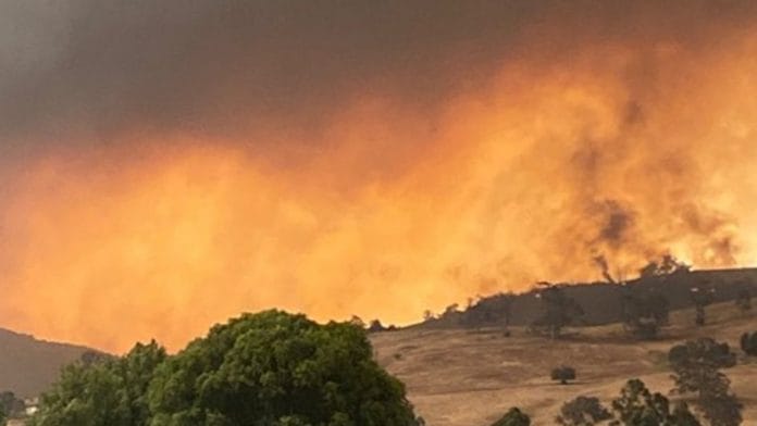 File photo of bush fire raging in Australia